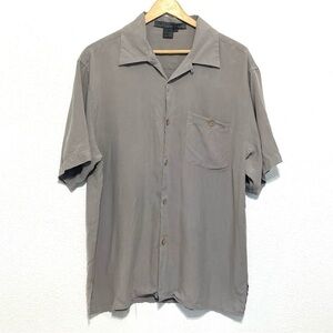 Technique Men 100% SILK Short Sleeve Button Shirt Size L